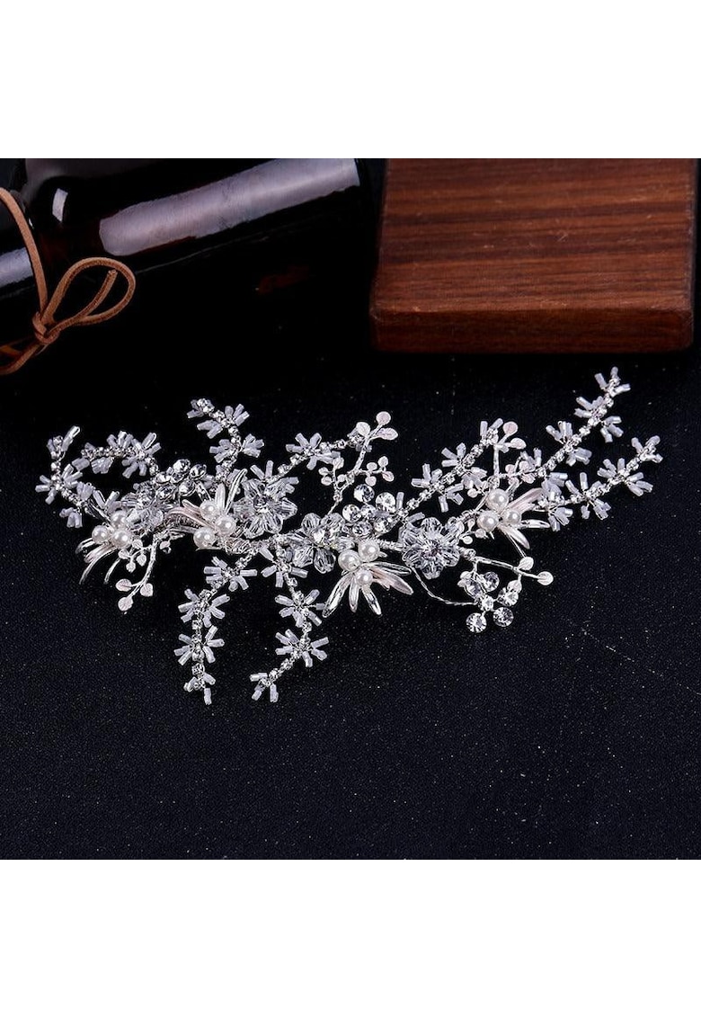 Accesoriu par - argintiu - cu floricele si pietre - Alexandra C6 -