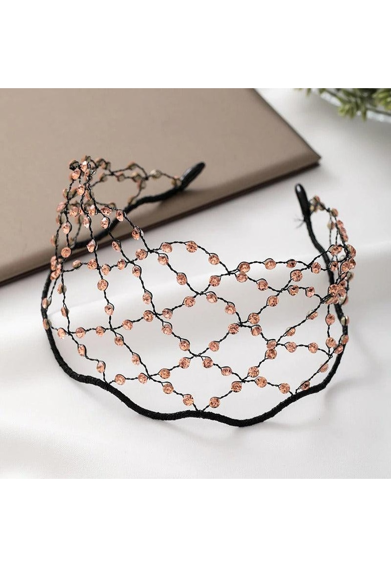 Accesoriu de cap - negru - cu plasa si pietre - Alvar C7 - Accesoriu de cap - negru - cu plasa si pietre - Alvar C7 -