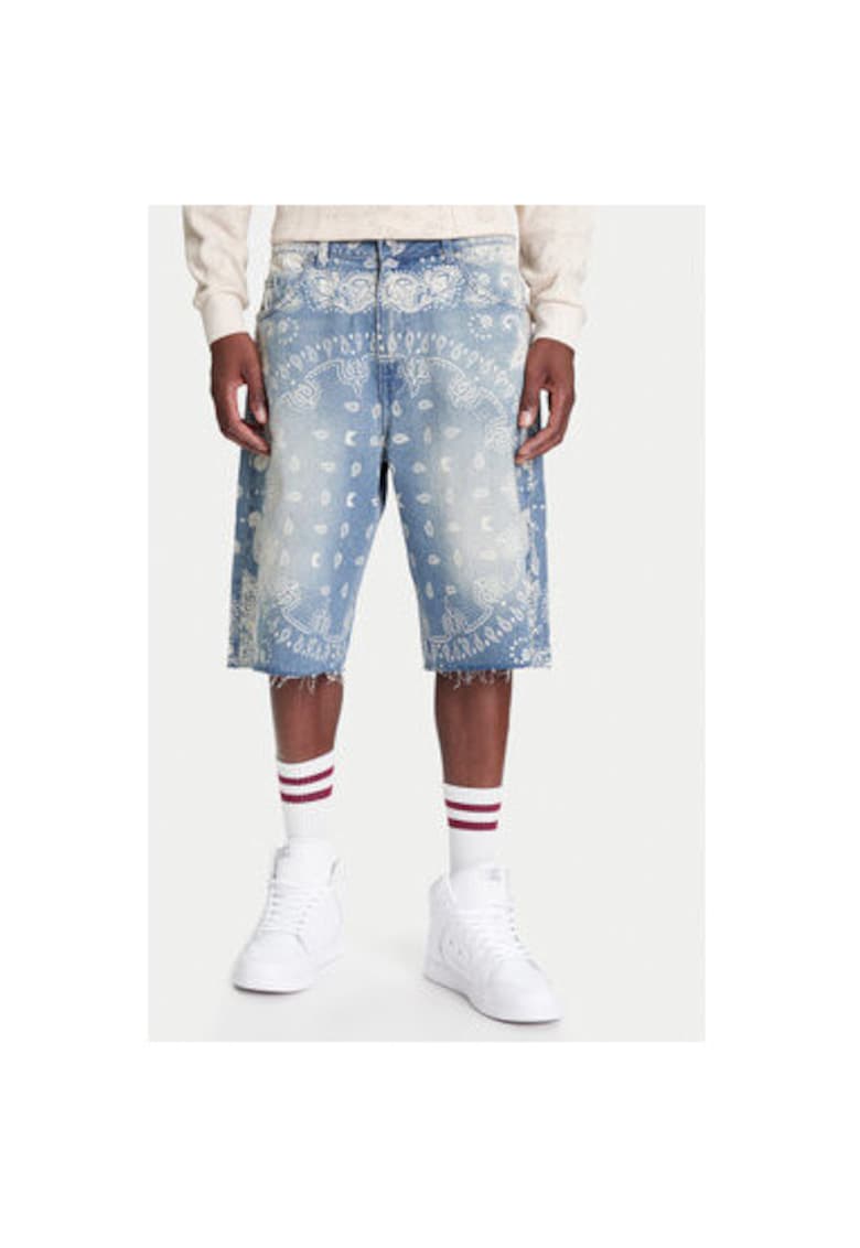Pantaloni scurti din denim barbati PD00005502 - Bumbac - Albastru Pantaloni scurti din denim barbati PD00005502 - Bumbac - Albastru