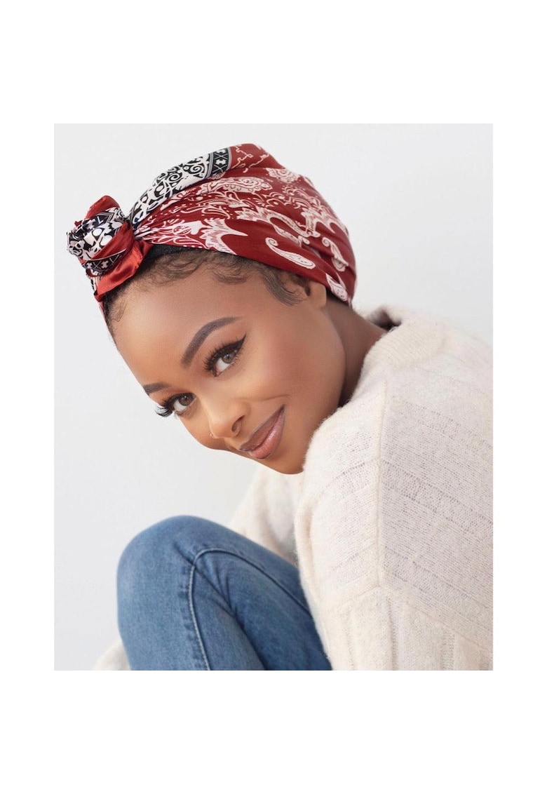 Esarfa rosie - patrata - cu imprimeu - Giva C2 -