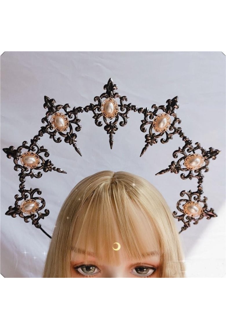 Tiara Halo - handmade - fumurie - cu perle - Erva C3 -