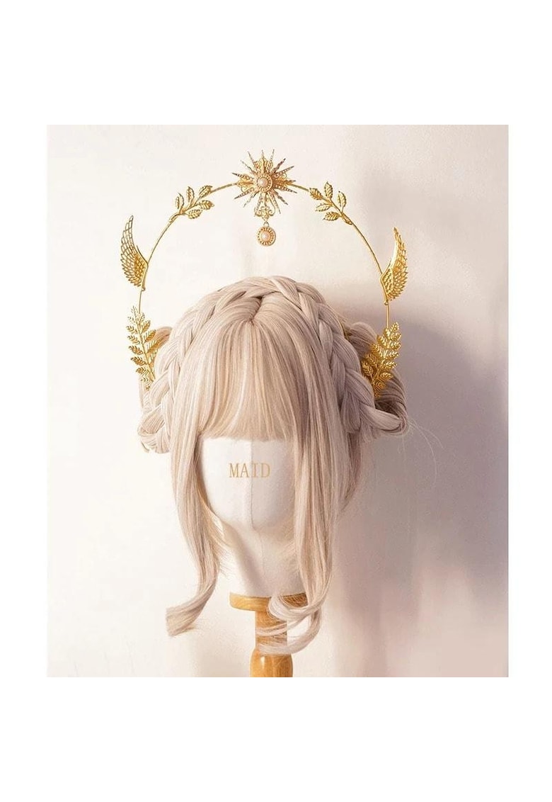 Tiara Halo - handmade - aurie - cu frunzulite - Enia C2 -