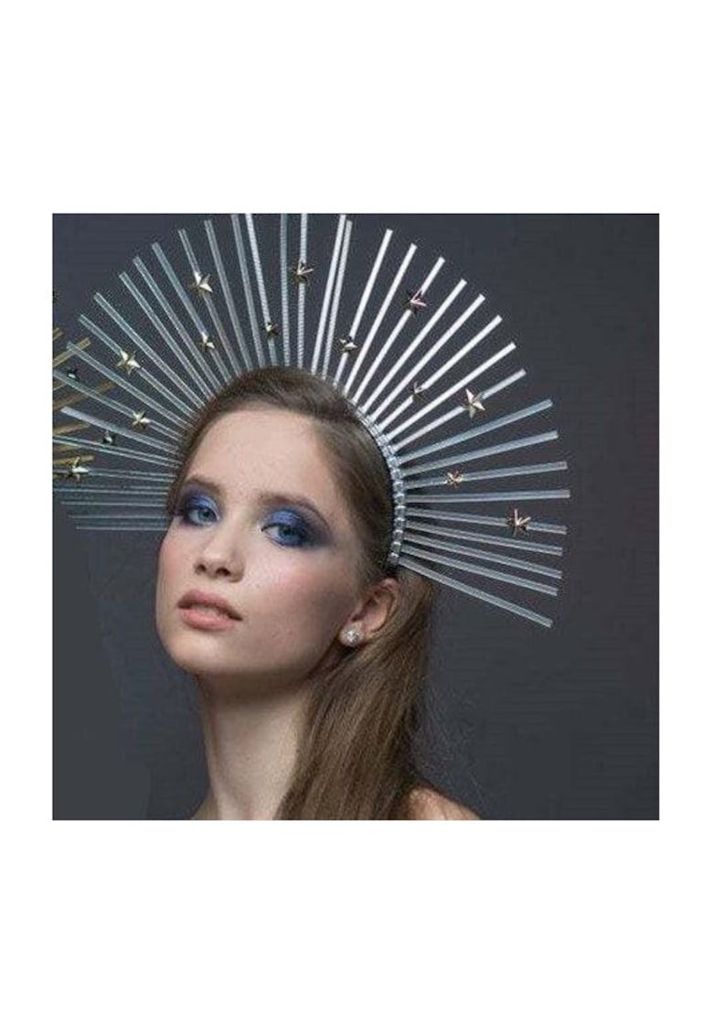 Tiara Halo - handmade - argintie - cu stelute - Emma C2 -