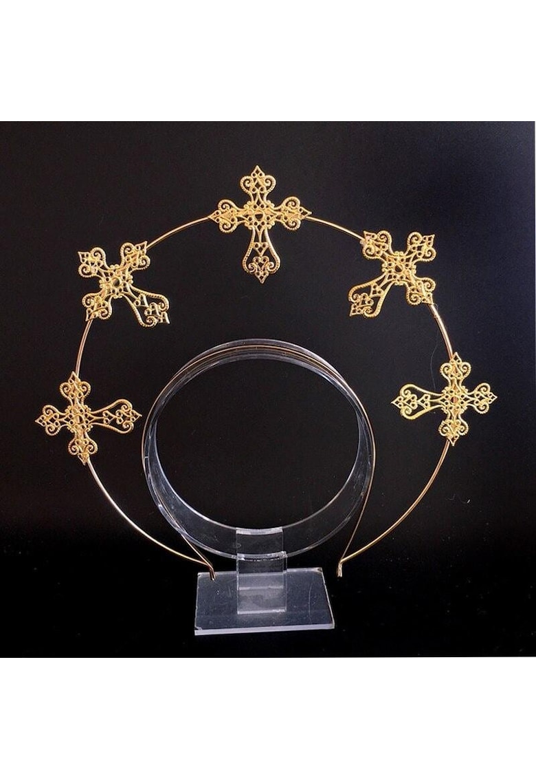 Tiara Halo - handmade - aurie - cu cruciulite - Emilia C1 -