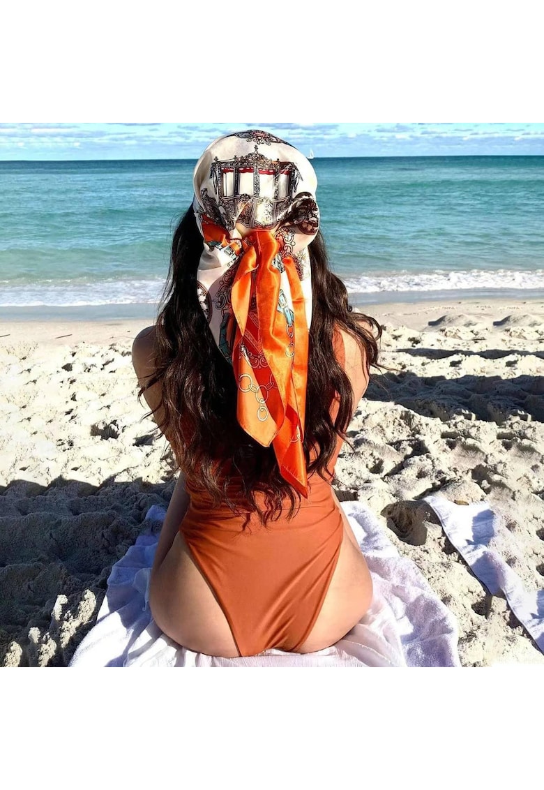 Esarfa patrata - bej - cu imprimeu - Angelia C3 -