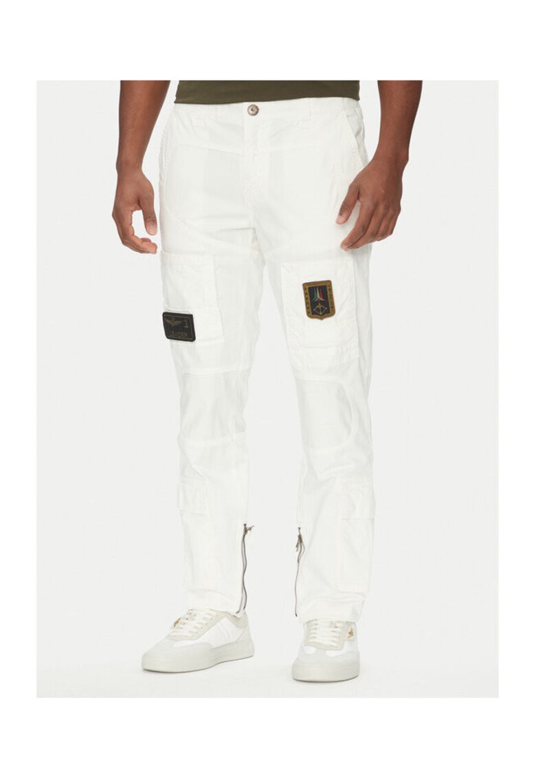 Pantaloni barbati 251PA1387CT1493 - Bumbac - Alb - Alb