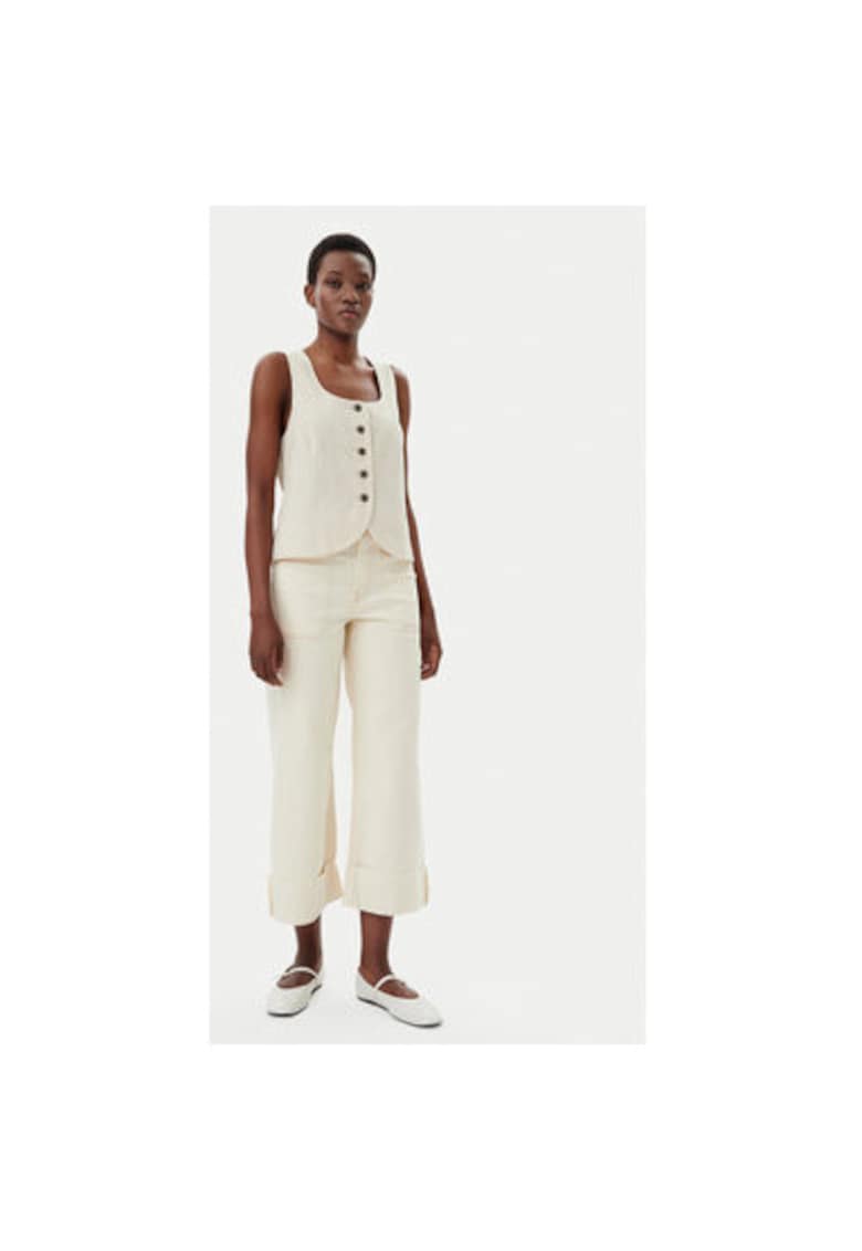 Pantaloni dama 744789-00 - Bumbac/Elastan - Bej - Bej