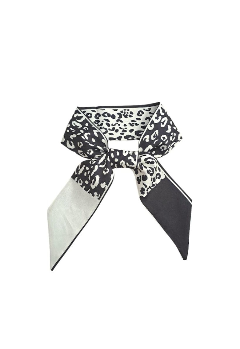 Esarfa neagra imprimeu animal print - 94x5.8cm