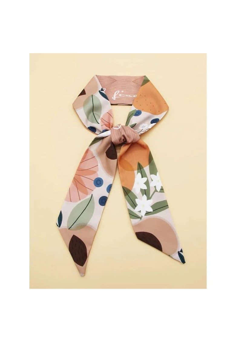 Esarfa roz pudra - cu imprimeu floral - Saria C1