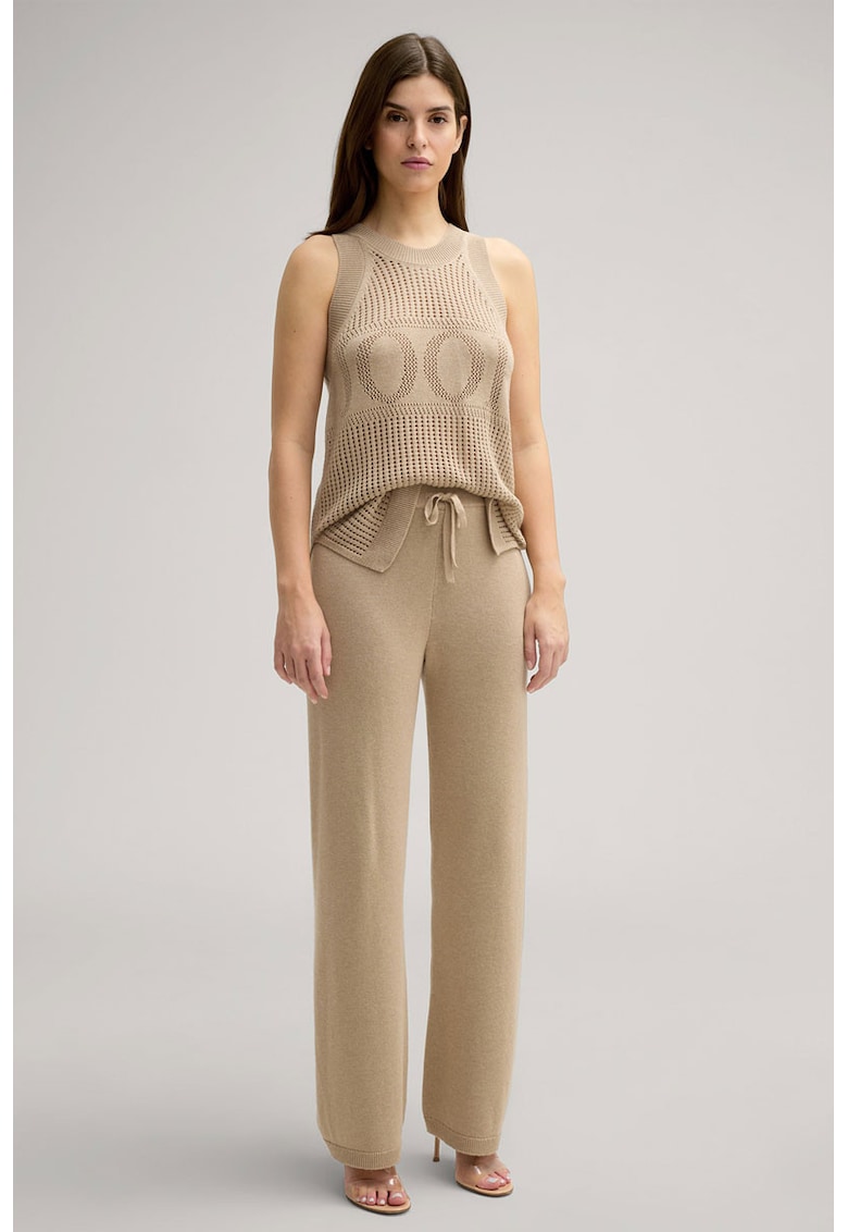 -Pantaloni din knitwear cu șnur în talie
