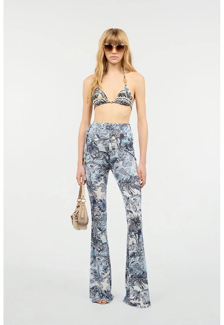 -Pantaloni evazați cu șnur lateral în talie