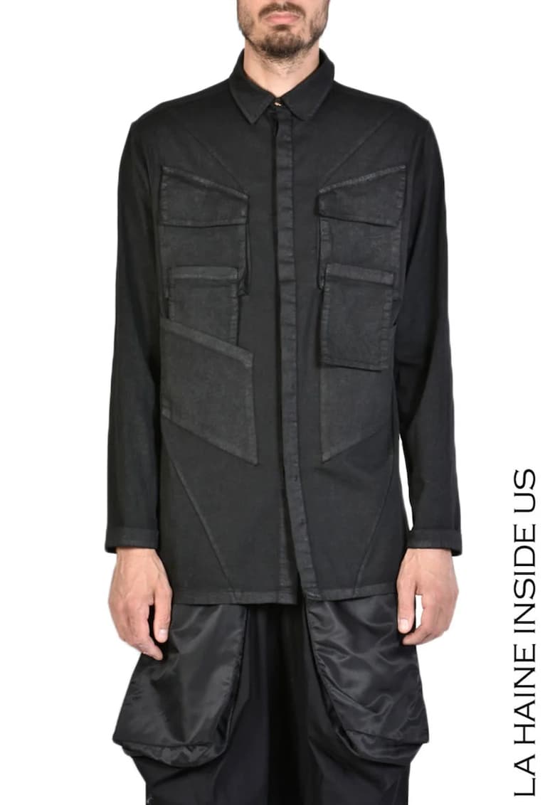 cămașă supradimensionată - aspect metalic - cu buzunare atașate