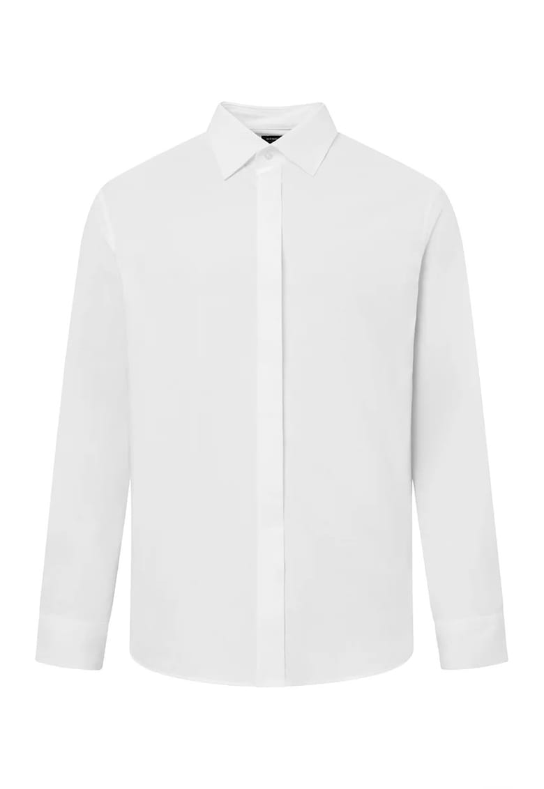 Cămașă asimetrică regular fit cu nasturi ascunși