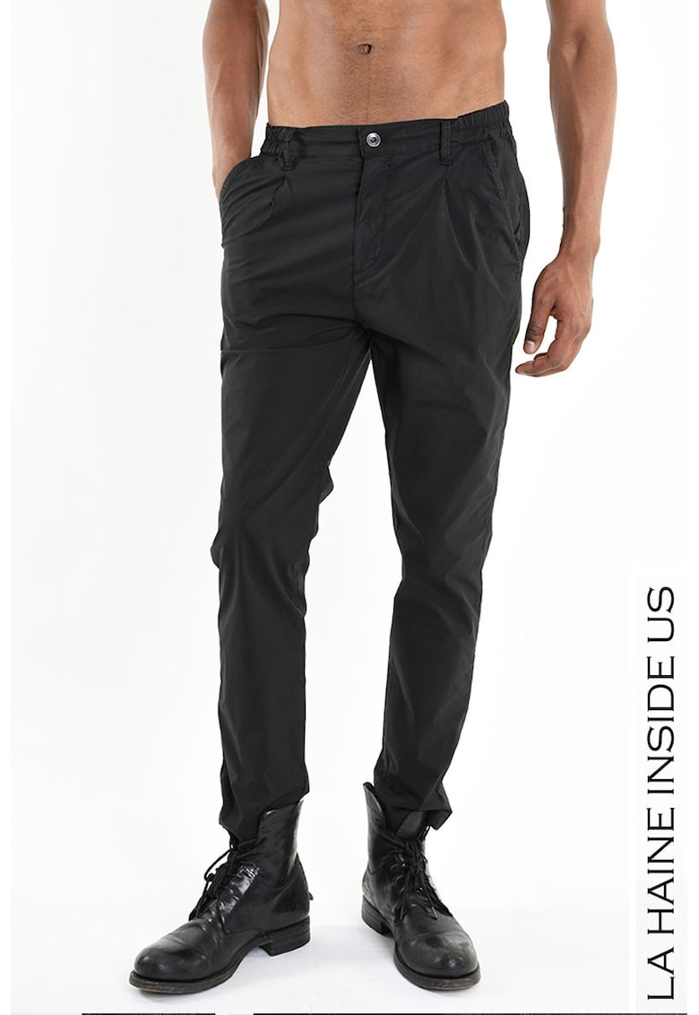 -Pantaloni regular fit cu elastic în talie LH3 - Negru