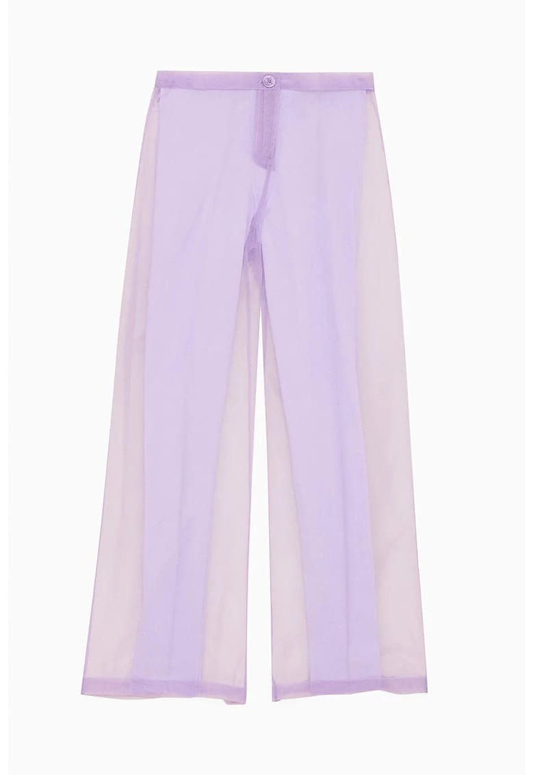 -Pantaloni largi - transparenți cu talie joasă - Lila