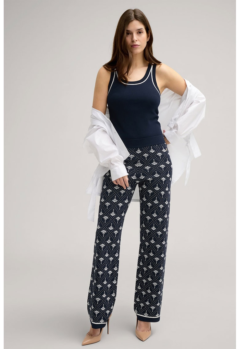 -Pantaloni cu elastic în talie și imprimeu logo JP1 - Albastru inchis