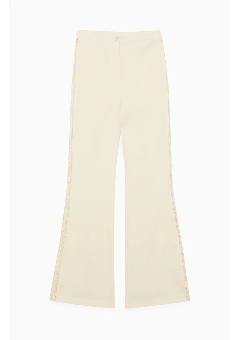 -Pantaloni evazați cu detalii în lateral din knitwear