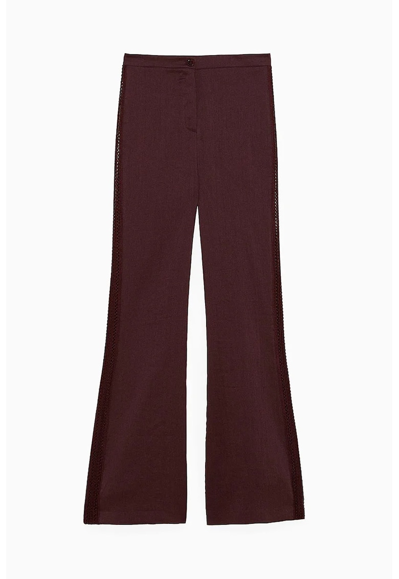 -Pantaloni evazați cu detalii în lateral din knitwear