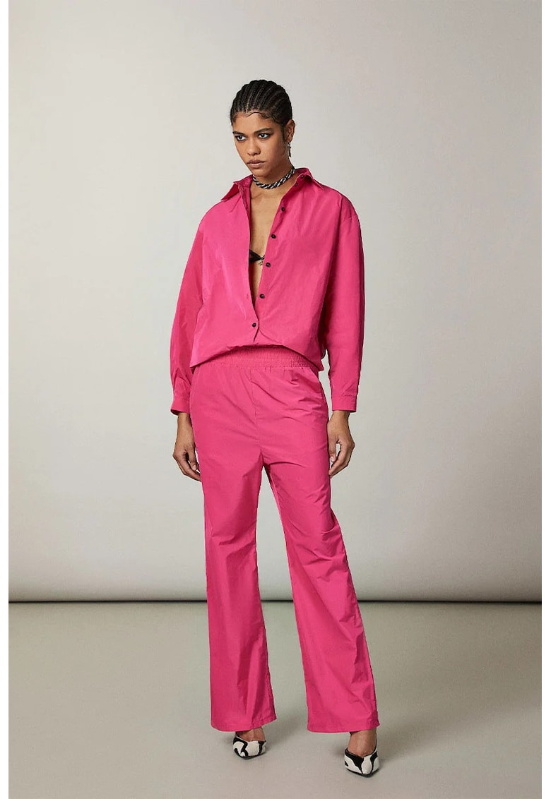 -Pantaloni regular fit cu talie joasă - Roz