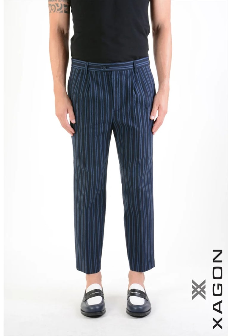 -Pantaloni regular fit cu buzunare laterale XG2 - Albastru