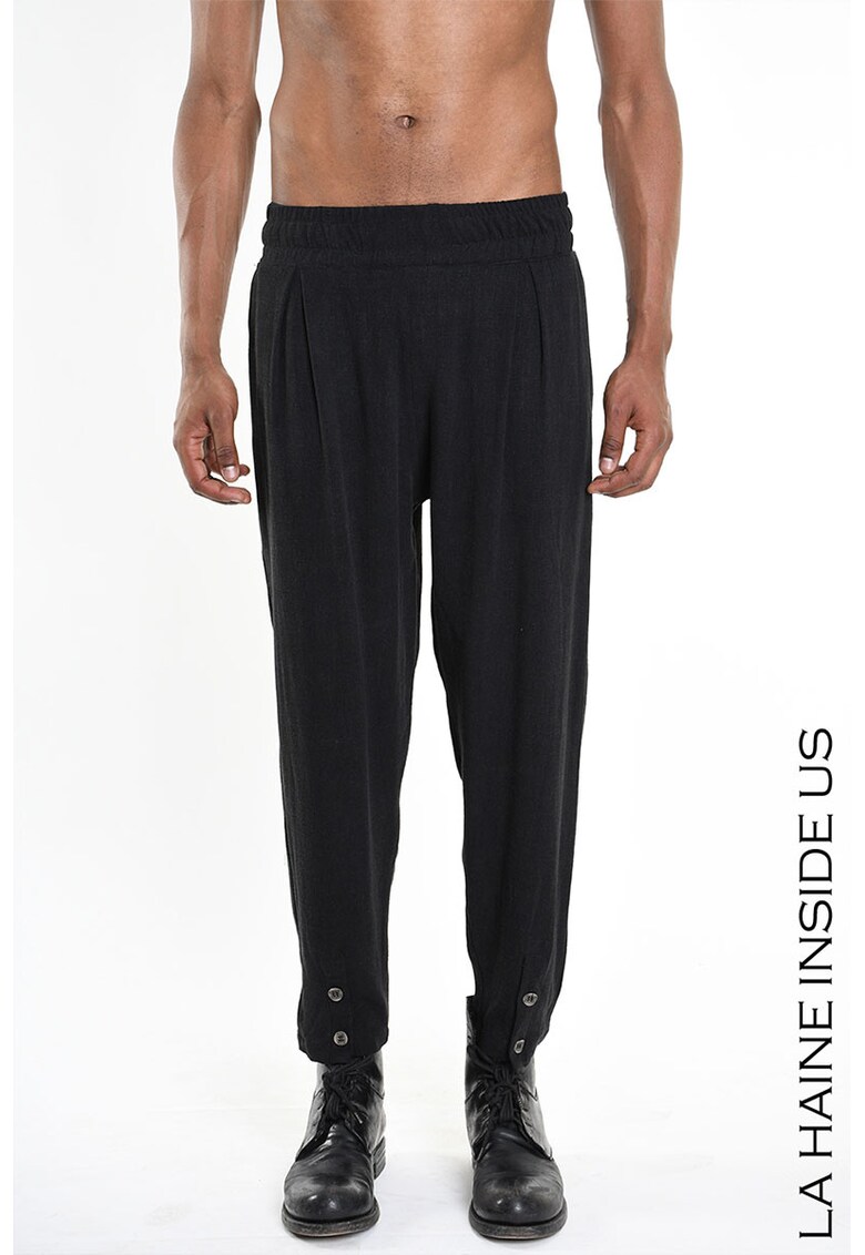 -Pantaloni regular fit cu nasturi la gleznă -Pantaloni regular fit cu nasturi la gleznă