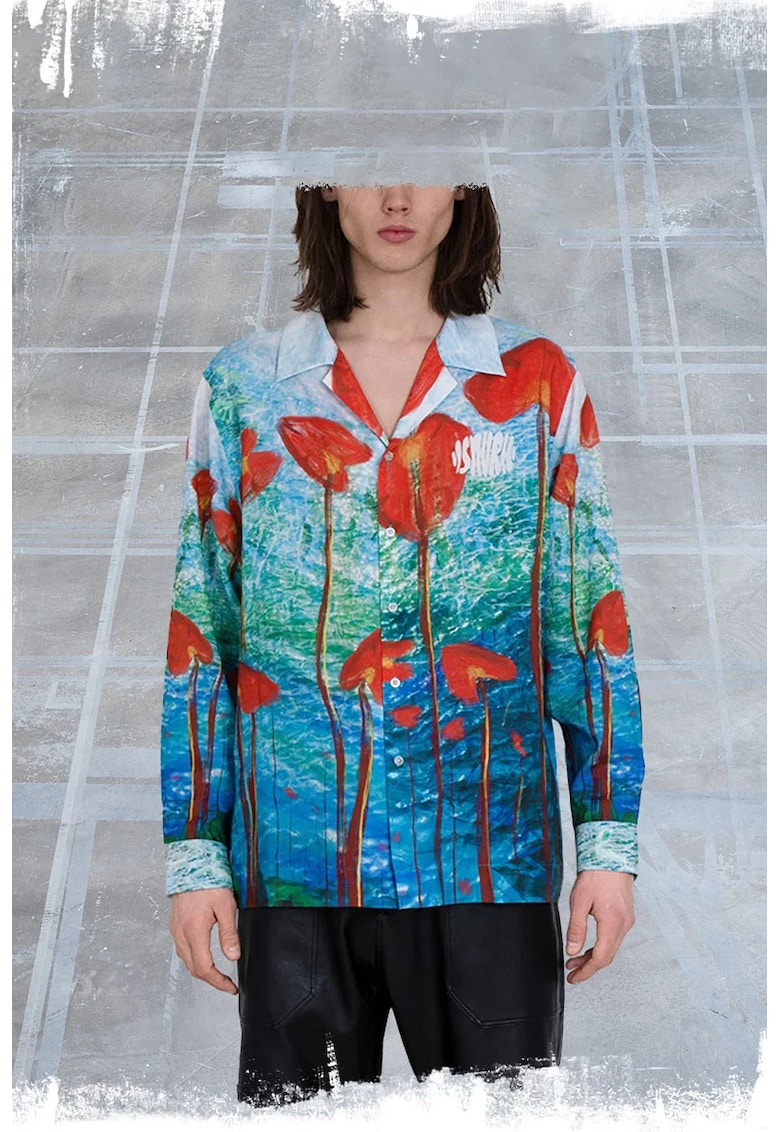 Cămașă cu mânecă lungă cu aquaimprimeu Cămașă cu mânecă lungă cu aquaimprimeu