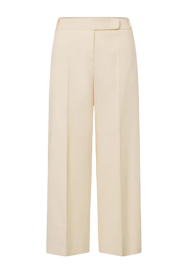 -Pantaloni wide leg cu buzunare laterale - Crem