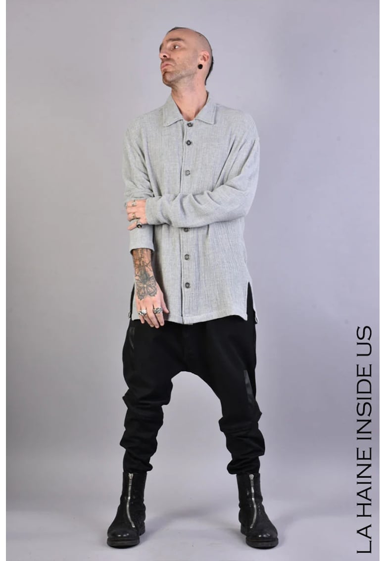 Cămașă largă cu guler și aspect texturat Cămașă largă cu guler și aspect texturat