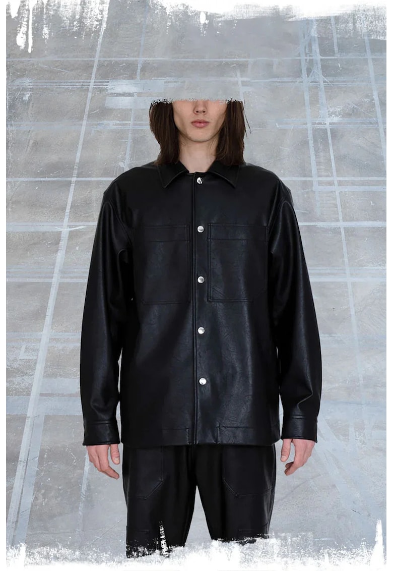 Cămașă largă tip jacheta din piele ecologică Cămașă largă tip jacheta din piele ecologică