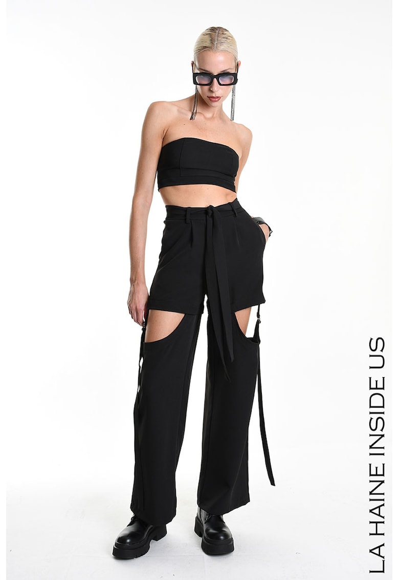 -Pantaloni pantaloni largi - cu decupaje laterale