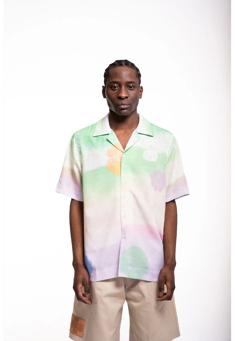 Cămașă cu mâneci scurte și imprimeu floral Cămașă cu mâneci scurte și imprimeu floral