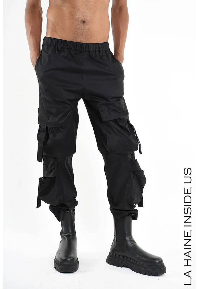 -Pantaloni largi - cargo cu elastic în talie