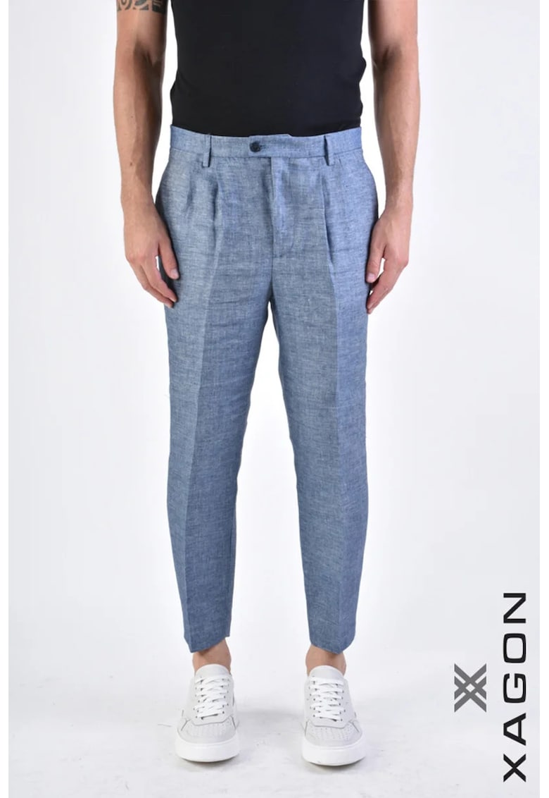 -Pantaloni regular fit cu buzunare laterale XG1 - Albastru