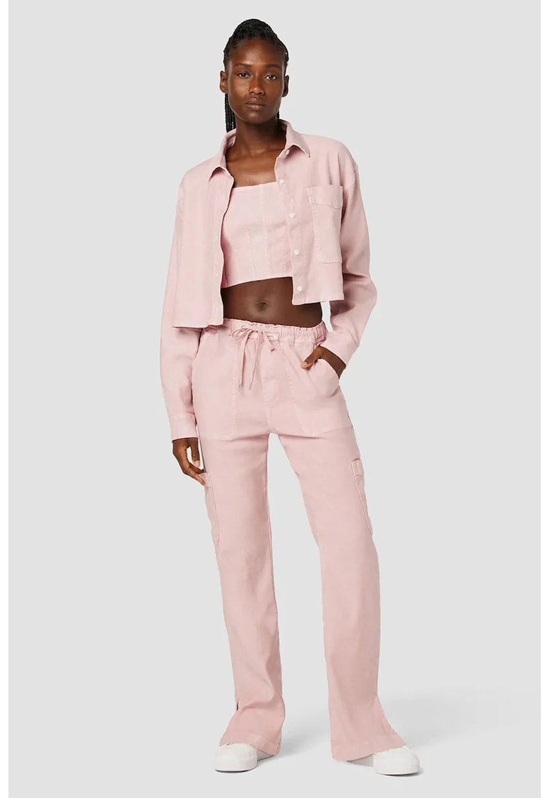 -Pantaloni tip cargo cu croială dreaptă și bandă elastică -Pantaloni tip cargo cu croială dreaptă și bandă elastică