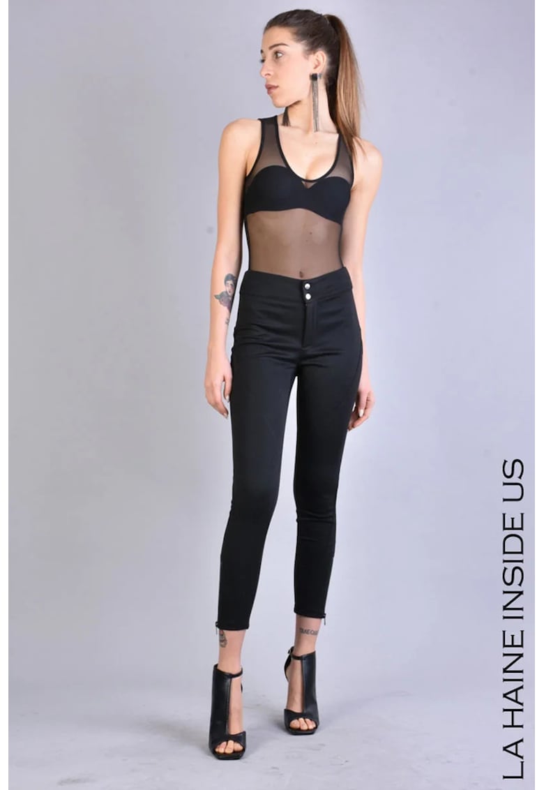 -Pantaloni skinny cu închidere prin femroar și doi nasturi