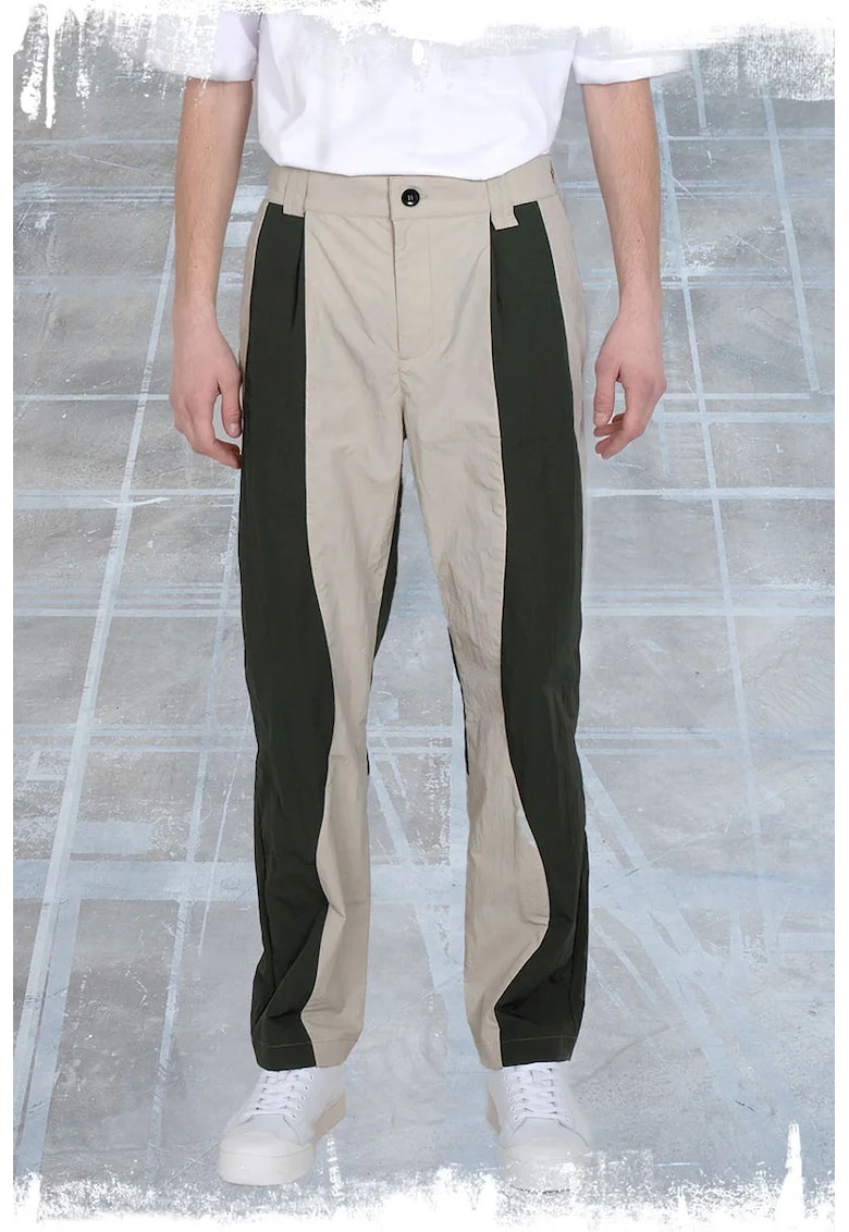 -Pantalon tip cargo din fâș cu imprimeu jaquard - Bej