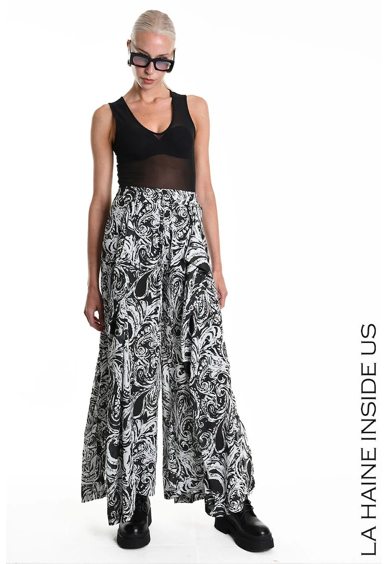 -Pantaloni largi cu imprimeu paisley