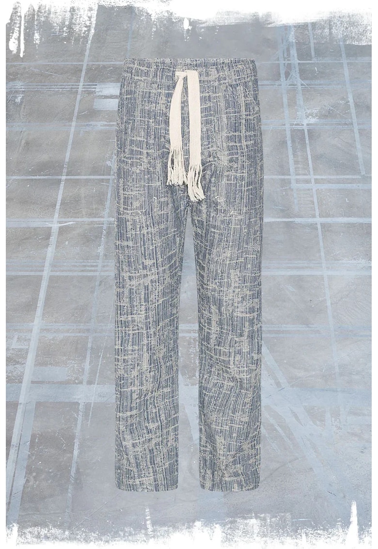 -Pantaloni casual cu cusături texturate - Albastru