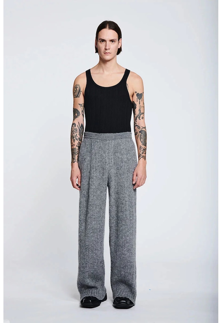 -Pantaloni supradimensionați din mohair - Gri