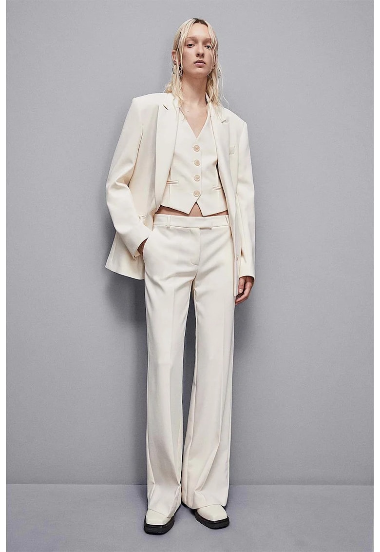 -Pantaloni largi evazați - Crem