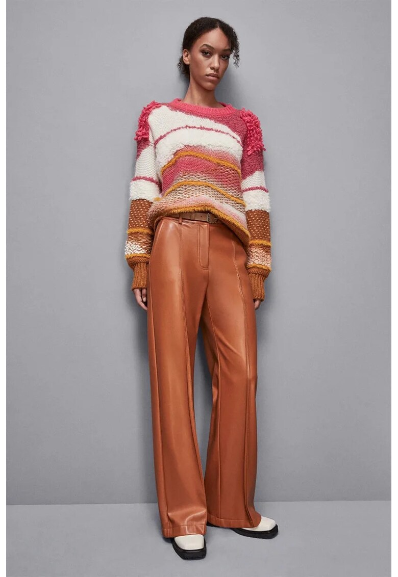 -Pantaloni largi din piele ecologică