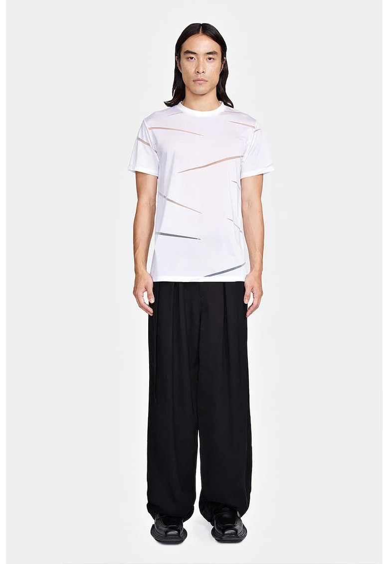 Tricou cu detalii multiple transparente - Alb