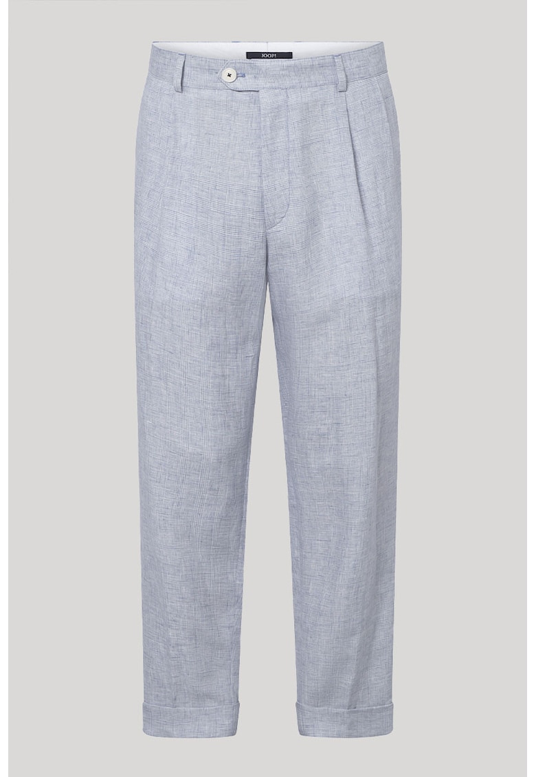 Pantaloni regular fit cu buzunare laterale si imprimeu in dungi - Albastru