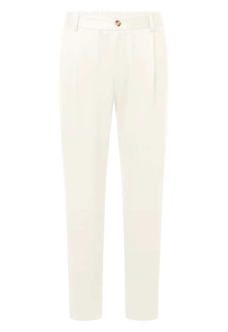 -Pantaloni drepți cu buzunare laterale și bandă elastică în talie