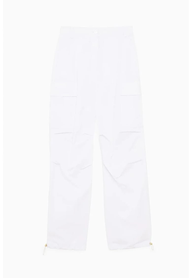 -Pantaloni largi - cargo - din poplin cu logo nou PATRIZIA PEPE - Alb