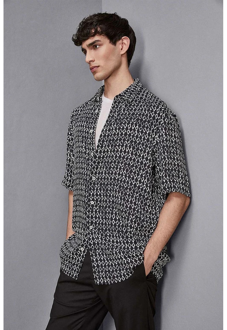 Cămașă supradimensionată cu mânecă scurtă și imprimeu