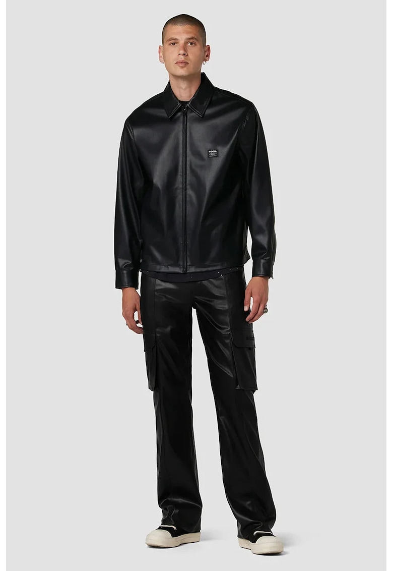 -Pantaloni cargo ușor largi din imitație de piele