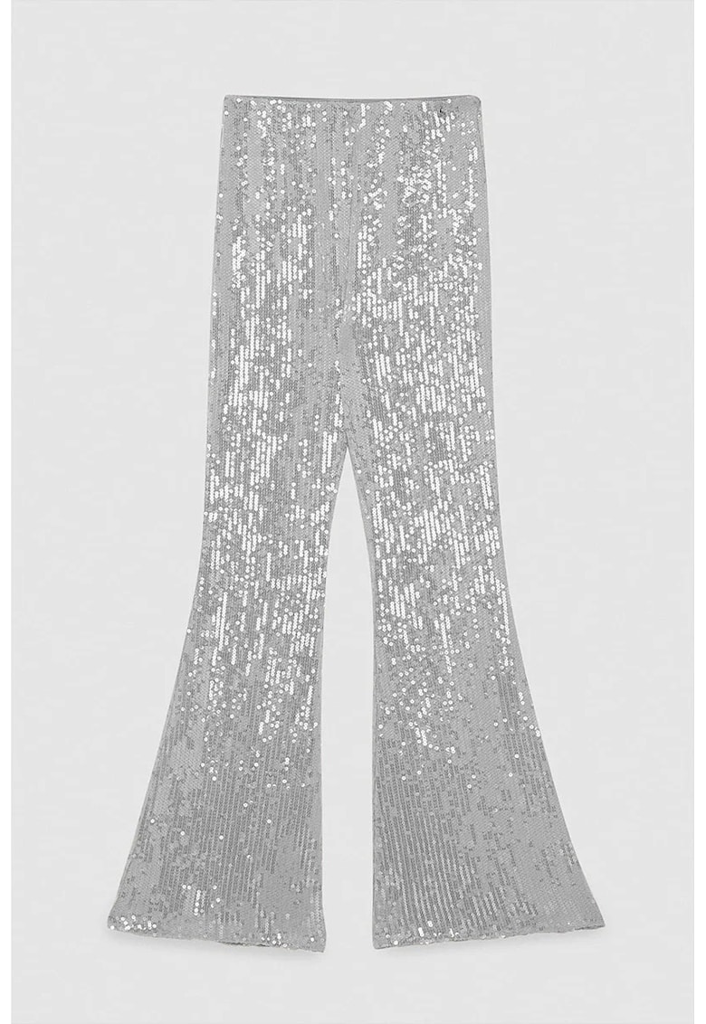 -Pantaloni slim-fit - evazați - din tul elastic cu paiete -Pantaloni slim-fit - evazați - din tul elastic cu paiete