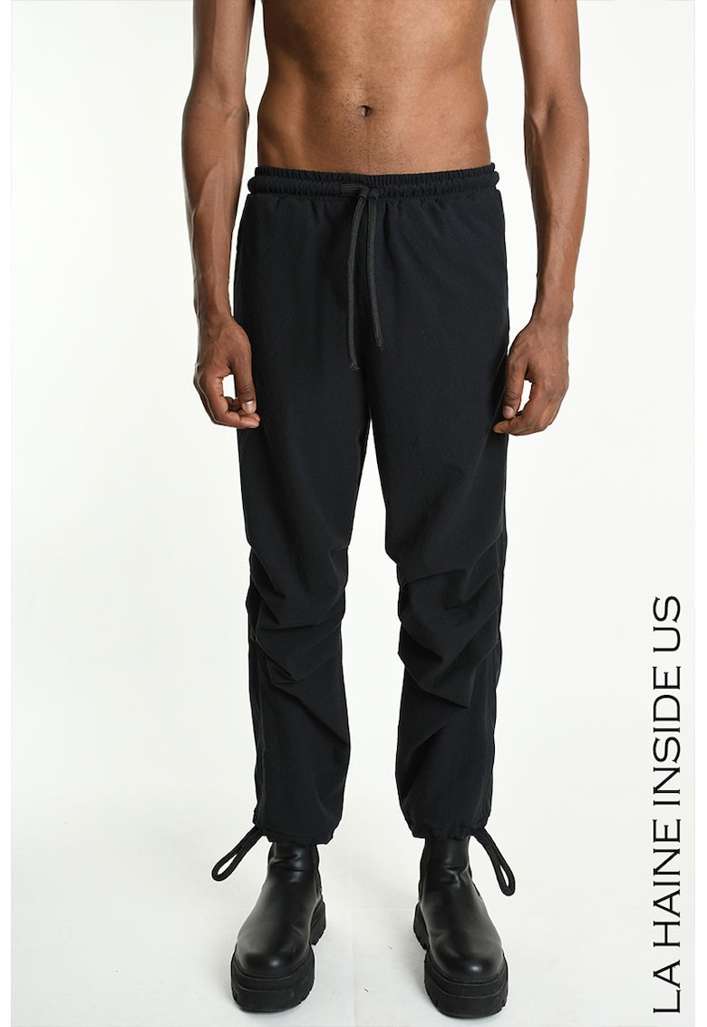 -Pantaloni regular fit cu elastic în talie LH1 - Negru