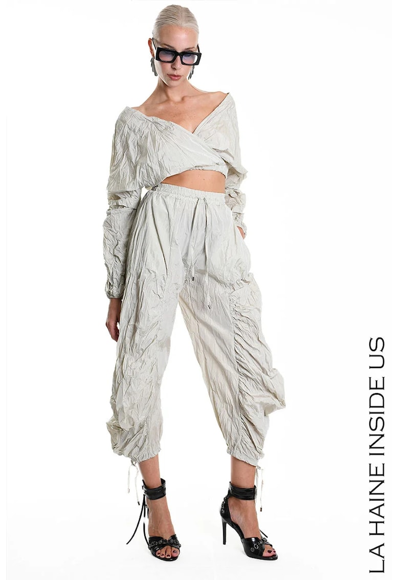 -Pantaloni până la gleznă cu elastic în talie